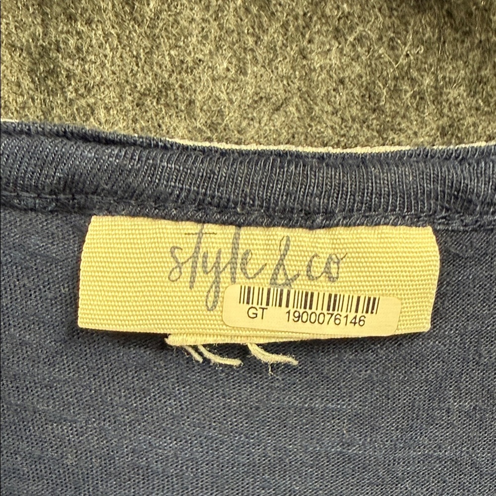Style & Co. Navy Sleeveless Blouse with Embroidery - Picture 2 of 6